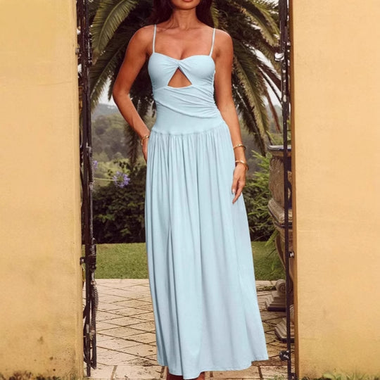 Damen Maxikleid mit tiefem V-Ausschnitt und raffiniertem Cut-Out R&B