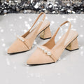 Damen Elegante Slingback-Pumps mit Perlenverzierung R&B
