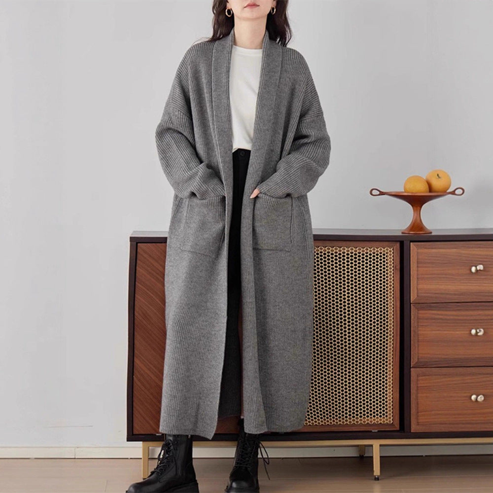 Damen Grob gestrickter Cardigan mit offenen Seiten und praktischen Taschen