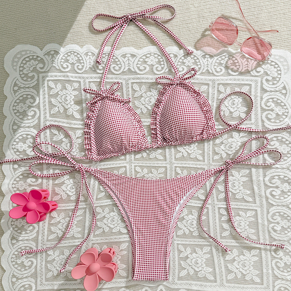 Damen Triangel-Bikini-Set mit verspielten Schleifen R&B