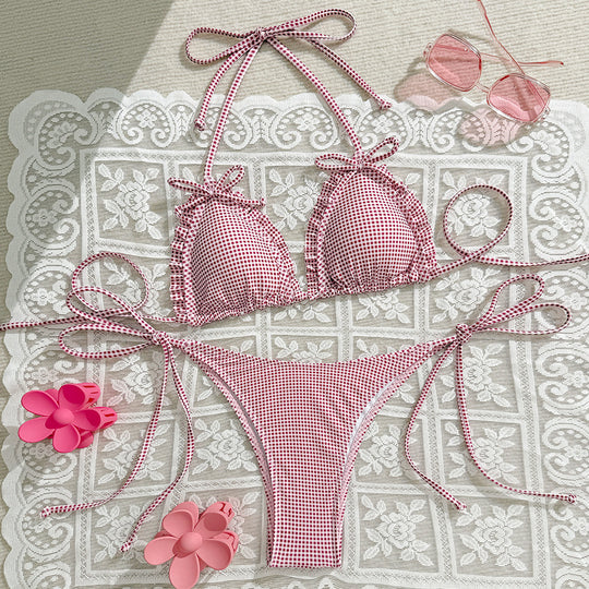 Damen Triangel-Bikini-Set mit verspielten Schleifen R&B