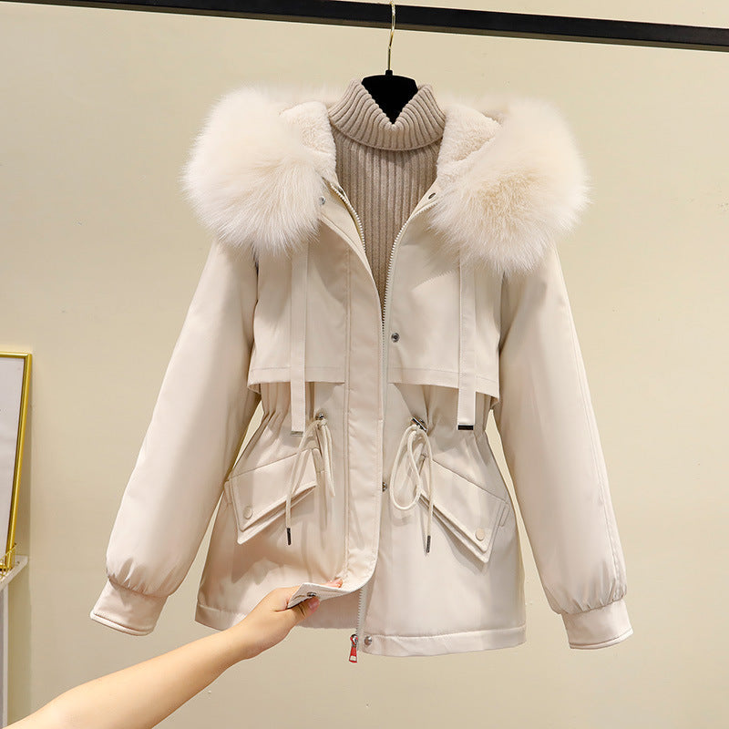 Damen Winterjacke mit funktionalem Reißverschluss und abnehmbarem Kunstpelzkragen R&B