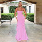 Damen Elegantes Maxikleid mit Rüschendetails und schmalem Schnitt R&B