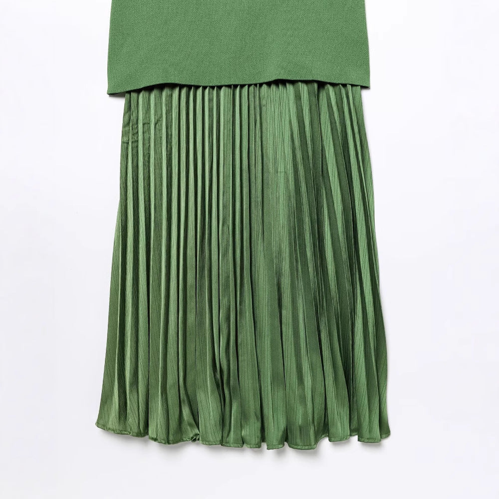 Damen Maxikleid mit plissiertem Rock und körpernahem Oberteil R&B