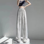 Damen Hochtaillierte Palazzo-Hose aus leichtem, atmungsaktivem Material mit elastischem Bund