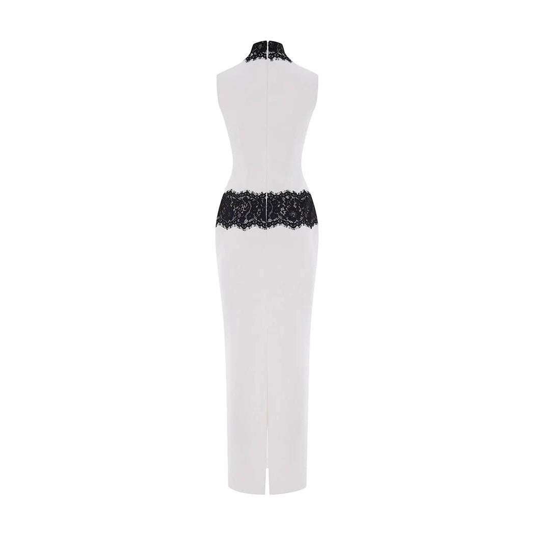 Damen Elegantes und figurbetontes Abendkleid mit Spitzenakzenten R&B