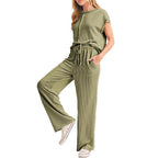 Damen Relaxed Fit Ripp-Loungewear-Set R&B