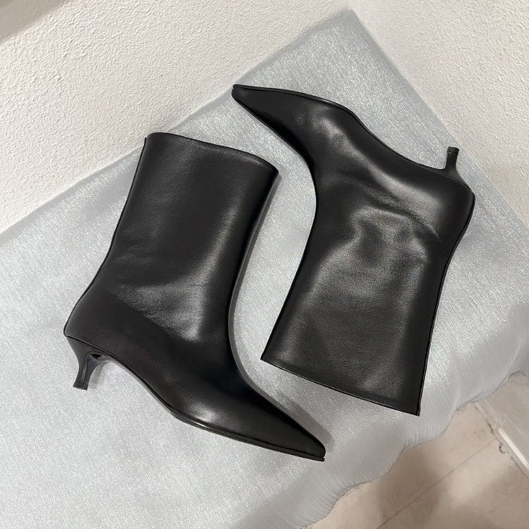 Damen elegante Stiefeletten mit spitzem Zehenbereich und geschmeidiger Lederoberfläche R&B