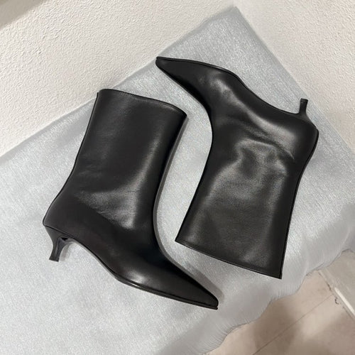 Damen elegante Stiefeletten mit spitzem Zehenbereich und geschmeidiger Lederoberfläche R&B