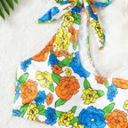 Damen Einseitiger Bikini mit floralem Design und verstellbarem Träger