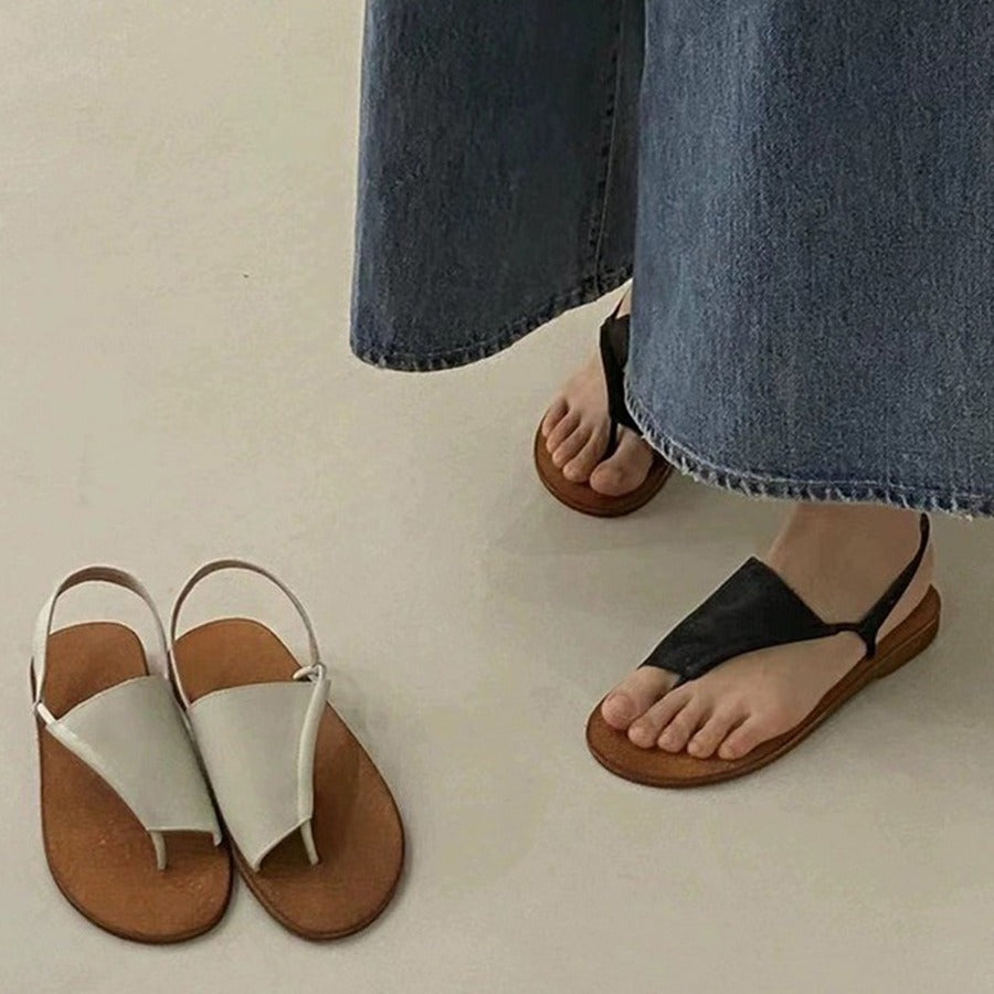 Damen Zehentrenner-Sandalen mit ergonomischem Fußbett aus hochwertigem Naturmaterial R&B