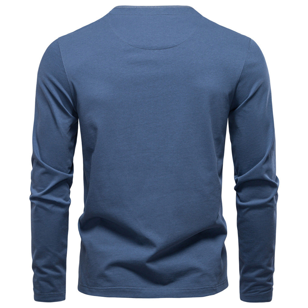 Herren Langarm-Henley-Shirt mit eleganten Druckknöpfen und bequemer Passform