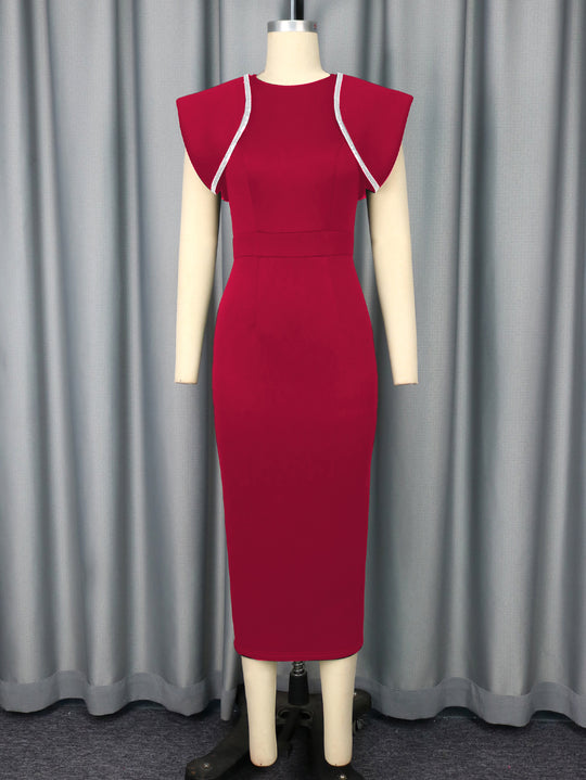 Damen figurbetontes Kleid mit dekorativen Rüschenträgern R&B