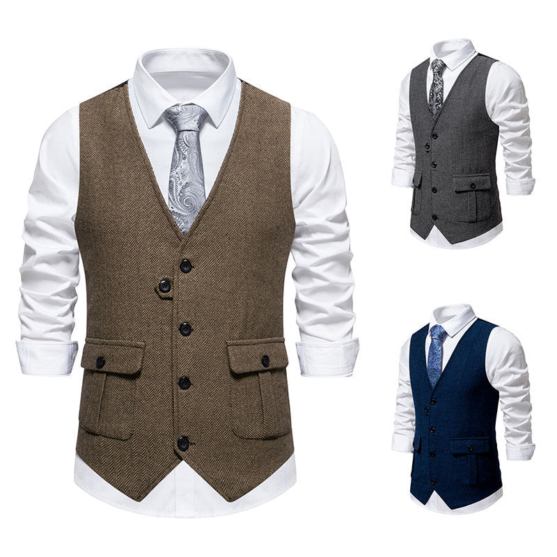 Herren elegante Weste im strukturierten Hahnentrittdesign R&B