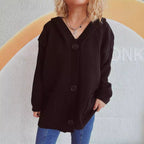 Damen bequeme Strickjacke mit Kapuze und praktischen Taschen R&B