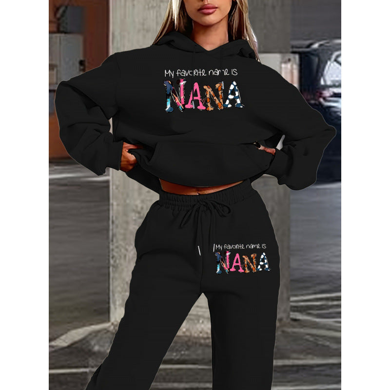 Damen Jogginganzug mit kreativem Schriftzug und bequemer Passform R&B