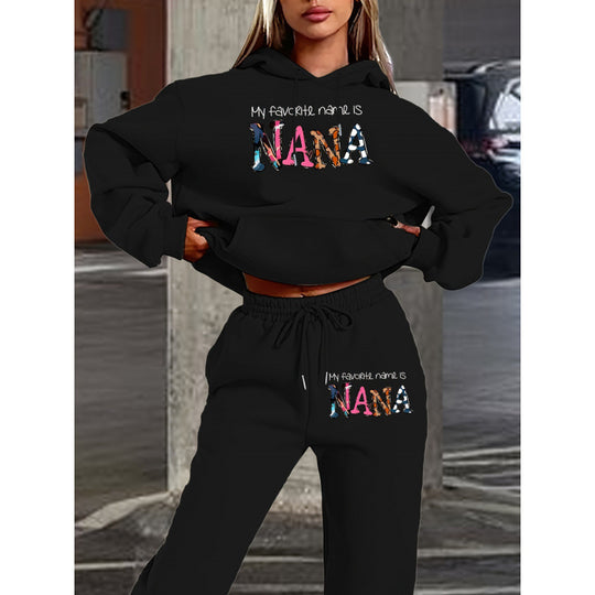 Damen Jogginganzug mit kreativem Schriftzug und bequemer Passform R&B