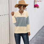 Damen lässiger Pullover mit stilvollem Kragen und Knopfdetail R&B