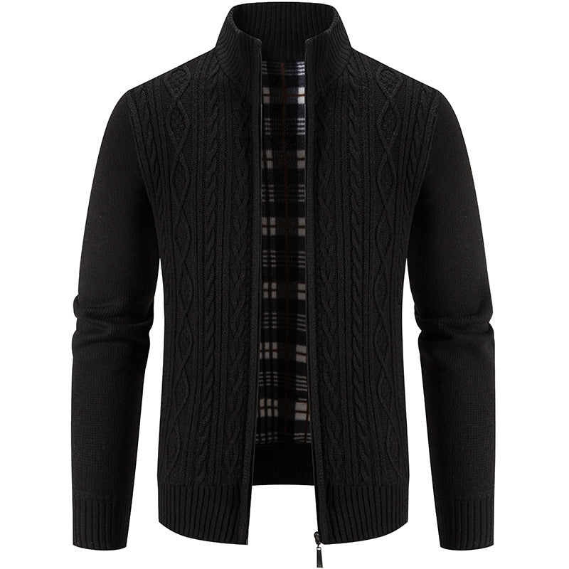 Herren Strickjacke mit hochschließendem Kragen und strukturiertem Design R&B