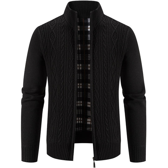 Herren Strickjacke mit hochschließendem Kragen und strukturiertem Design R&B