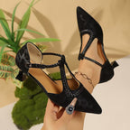 Damen Elegante Slingback Pumps mit geflochtenem Riemen und modischem Blockabsatz