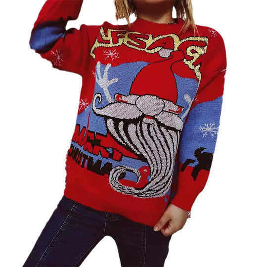 Damen Weihnachts-Pullover mit festlichem Rentier-Motiv und kreativen Designs R&B