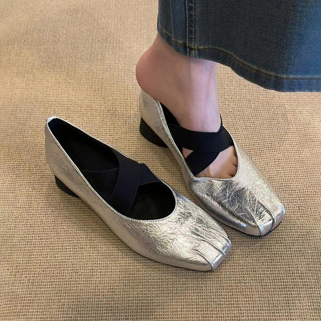 Damen elegante Ballerina-Schuhe mit modernem Riemendesign und komfortablem Absatz R&B
