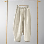 Damen Locker geschnittene Leinenhose mit elastischem Bund R&B