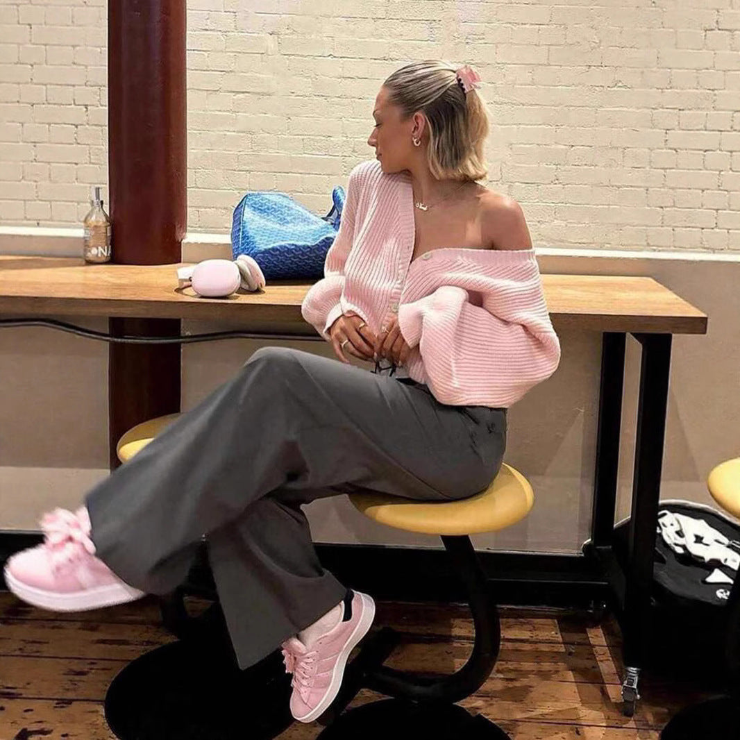 Damen weicher Strickcardigan mit Knöpfen und lässigem Schnitt R&B