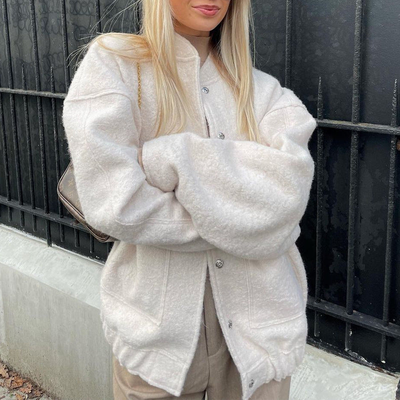 Damen Oversize Softshell-Jacke mit großem Kragen und praktischen Taschen R&B