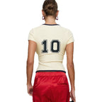 Damen Sportliches Cropped T-Shirt R&B