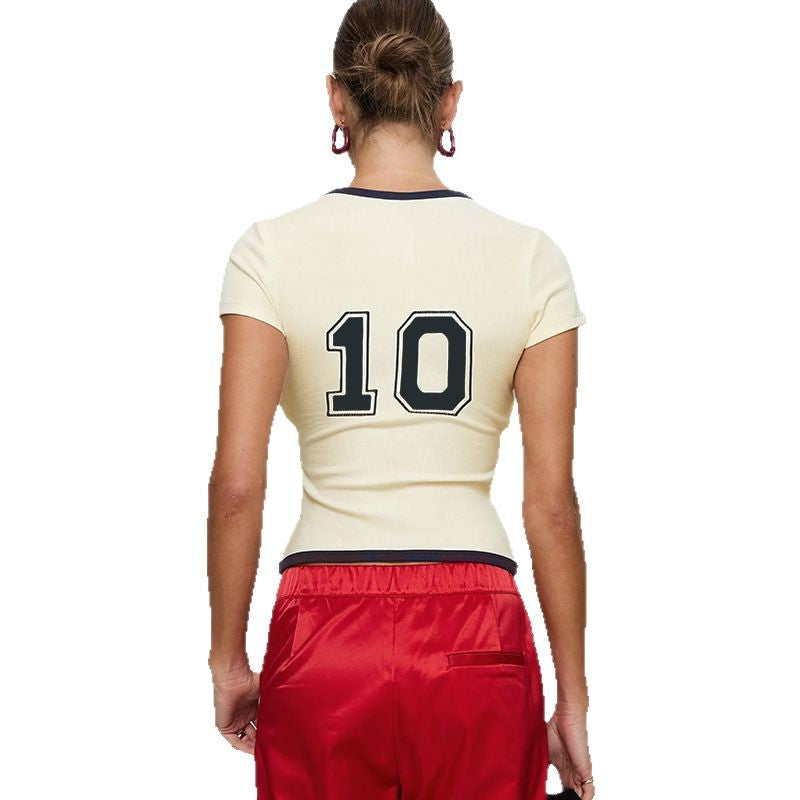 Damen Sportliches Cropped T-Shirt R&B