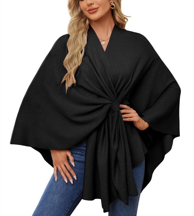 Damen Eleganter Wickelpullover mit asymmetrischem Schnitt R&B