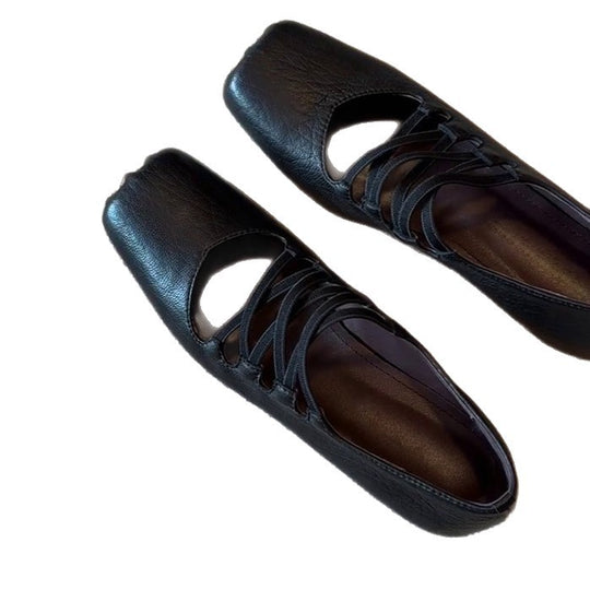 Damen Ballerina-Schuhe mit innovativer Riemenführung und weichem Leder R&B