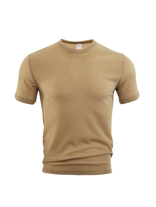 Herren nan Waffelstruktur-T-Shirt mit Rundhalsausschnitt und körpernaher Passform R&B