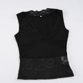 Damen-Spitzen-Tanktop mit tiefem V-Ausschnitt und dekorativen Rüschendetails R&B