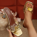 Damen Slingback-Sandalen mit glitzerndem Blumenschmuck und eleganter Absatzhöhe R&B