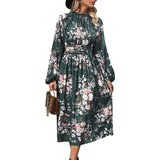 Damen Maxi-Kleid mit elegantem floralem Design und Rüschendetails R&B