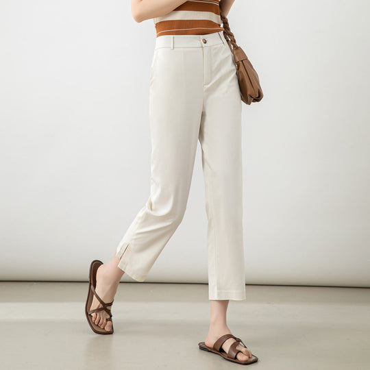 Damen elegante Cropped Stoffhose