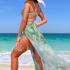 Damen Bikini-Set mit Wickelrock und floralem Design