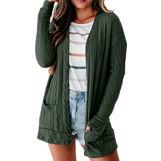 Damen luftige Strickjacke mit Taschen und modernem Design R&B