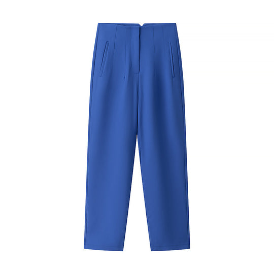 Damen elegante Hochbundhose mit feinen Falten und praktischen Taschen R&B