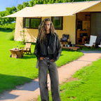 Damen trendige Vinyljacke mit asymmetrischem Schnitt und modernen Details R&B