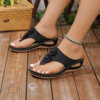 Damen Zehentrenner-Sandalen mit floralem Design und anatomischem Fußbett R&B
