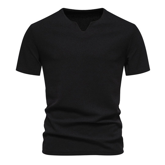 Herren Kurzarm T-Shirt mit modernem V-Ausschnitt und atmungsaktiver Struktur R&B