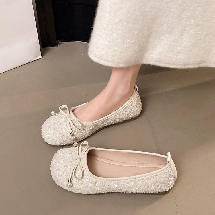 Damen Ballerinas mit zierlichem Perlenakzent R&B