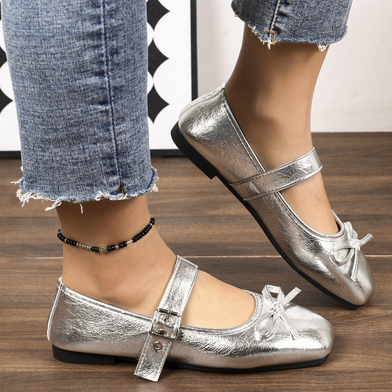 Damen Ballerinas mit verstellbarem Riemen und elegantem Schleifendetail R&B
