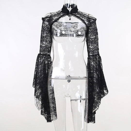 Damen figurbetonte Bluse mit Rüschendetails und Schnürung R&B