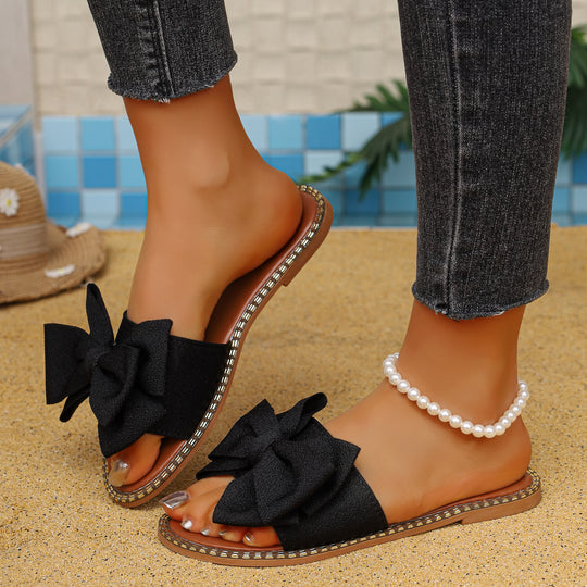 Damen elegante Slipper mit dekorativer Schleifenapplikation R&B