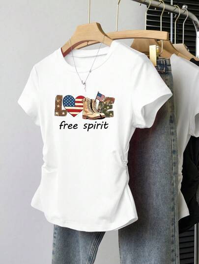 Damen Crop-T-Shirt mit figurbetontem Schnitt und modernem Design R&B